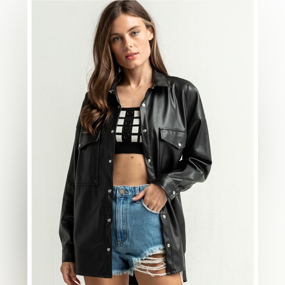 West of Melrose Jackets & Blazers - WEST OF MELROSE Night Walker Womens Vegan Leather Shacket